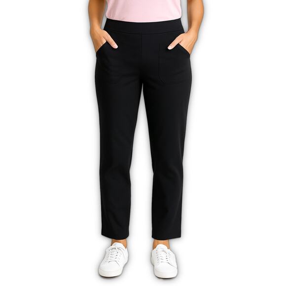 Belle by Kim Gravel Black Ankle Pants Workwear Minimalist Pull On Size 10 New - Picture 1 of 9